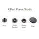 Assorted Caps Press Studs Snap Fastener